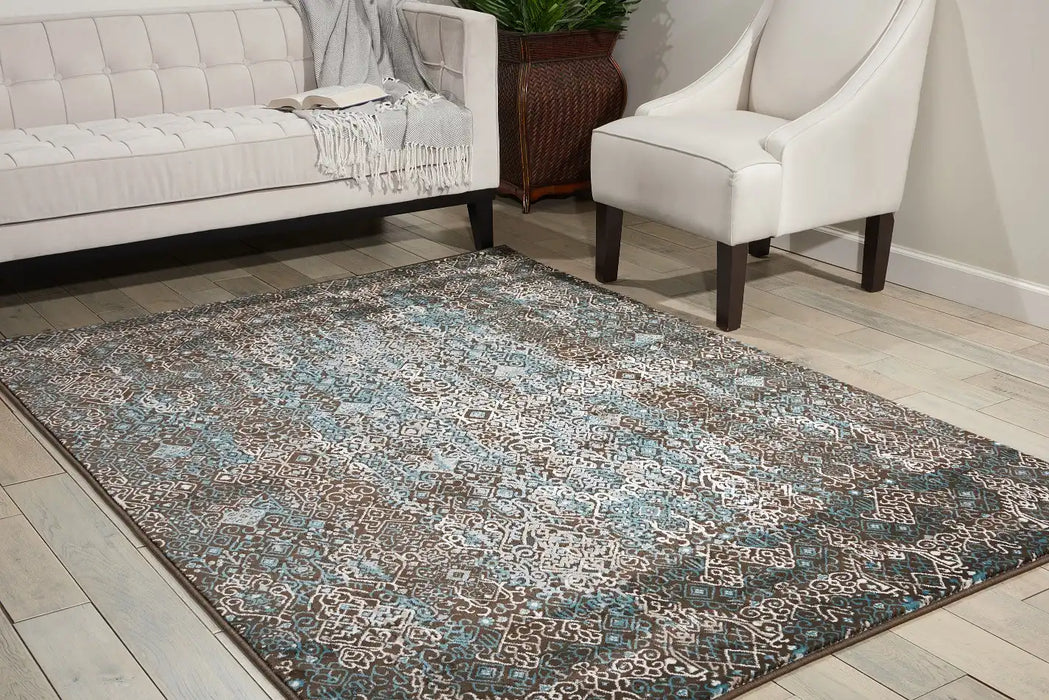Nourison karma nourison krm04 blue Blue Living Room  Rug.