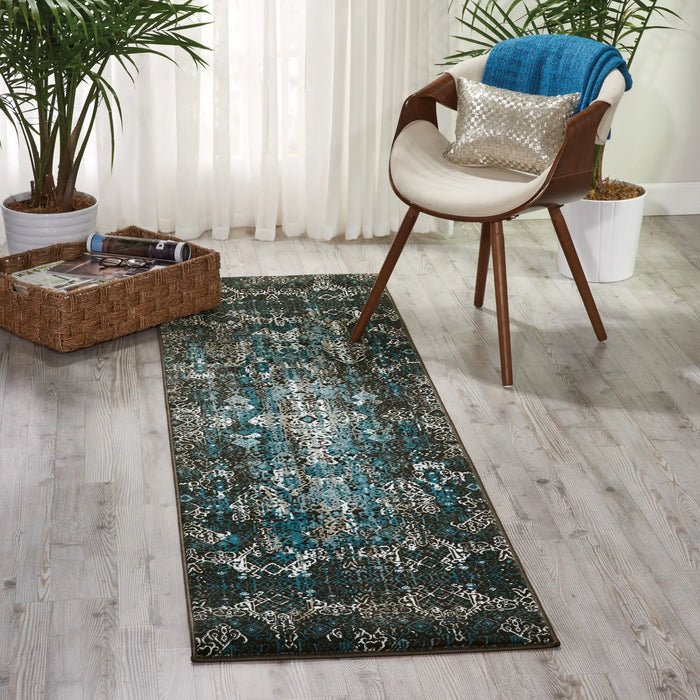 Nourison karma nourison krm04 blue Blue Living Room  Rug.