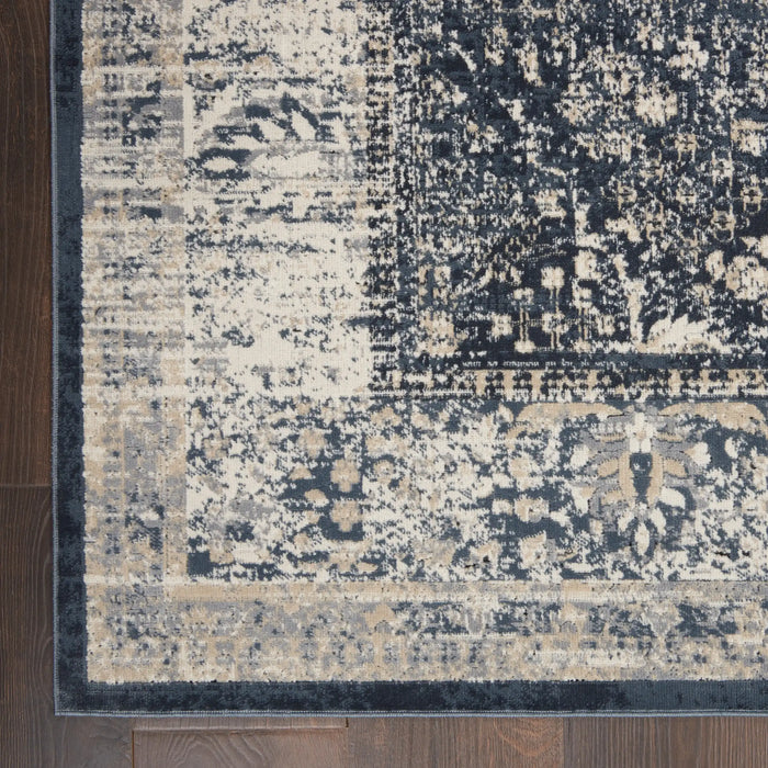 Nourison malta mai12 navy ivory Blue, Navy Living Room  Rug.