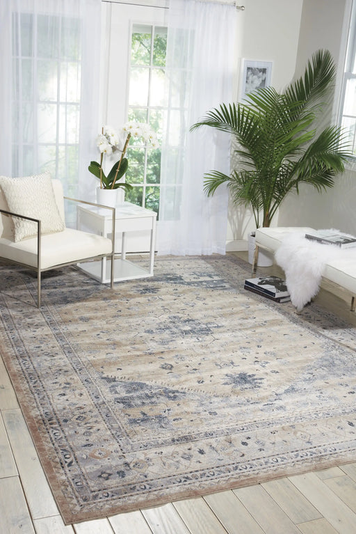 Nourison malta mai02 beige blue Blue, Beige Living Room  Rug.