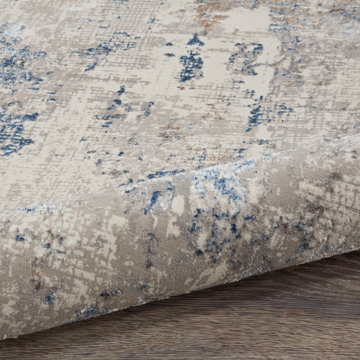 Nourison royal terrace ki42 white blue Blue, Ivory Living Room  Rug.
