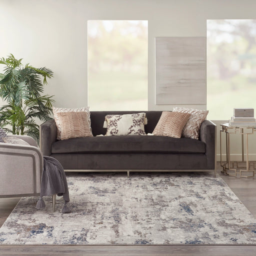 Nourison royal terrace ki42 white blue Blue, Ivory Living Room  Rug.