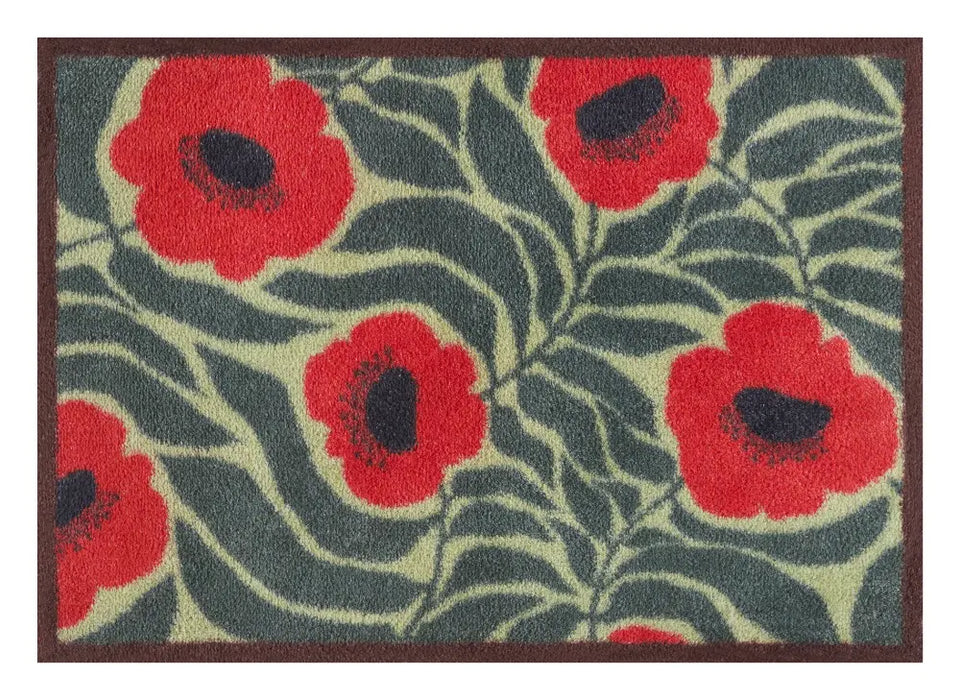 Turtle Design Poppy Field Green Washable