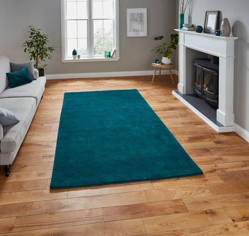 Think Rugs kasbah kb2025 jewel green Green Living Room Wool Rug.