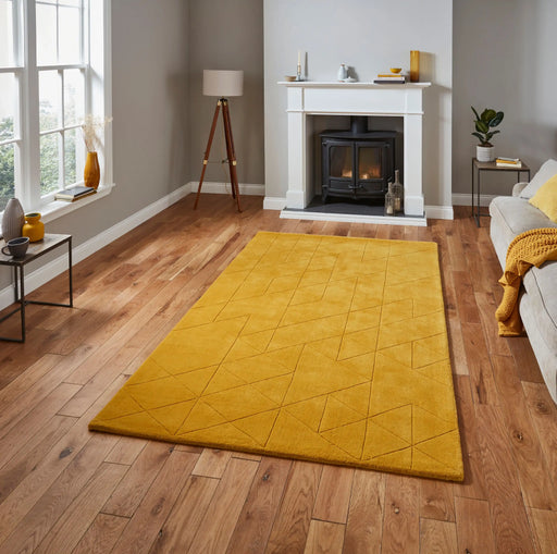 Think Rugs kasbah kb2025 ochre Yellow Living Room Wool Rug.