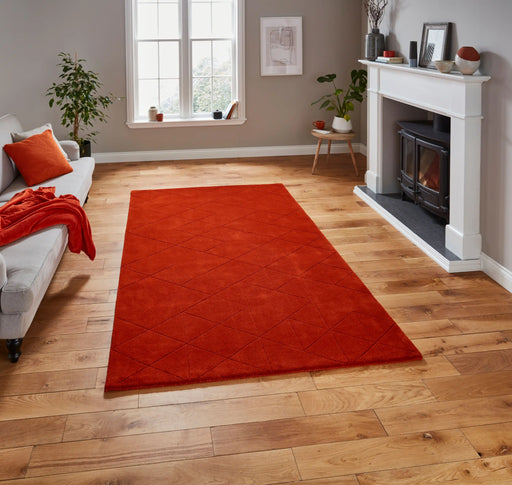 Think Rugs kasbah kb2025 terracotta Orange Living Room Wool Rug.