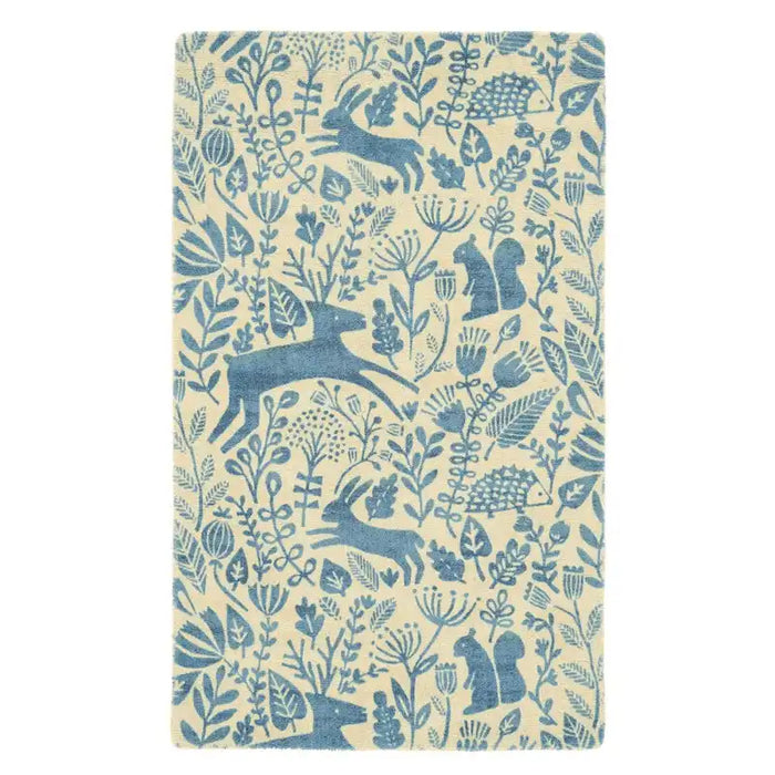 Scion scion screen printed kelda cobalt 023508 Blue, Ivory Living Room Geometric Rug.
