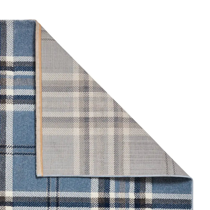 Large Check Blue Rug Kelso Check Blue - Washable Blue Rug — RugsDirect Online