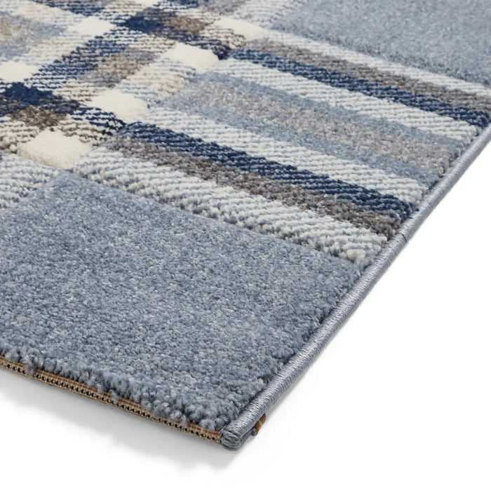 Large Check Blue Rug Kelso Check Blue - Washable Blue Rug — RugsDirect Online