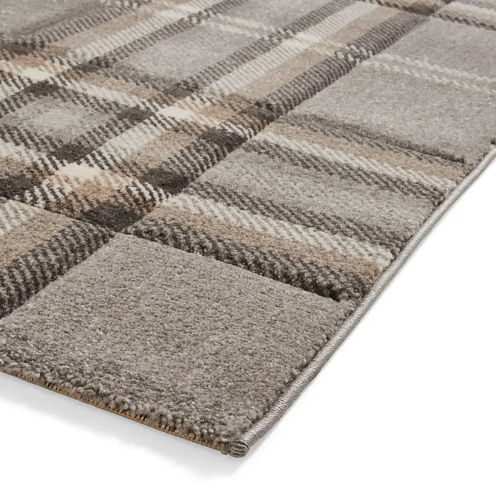 Grey Checked Rug Kelso Check Grey - Washable Grey Rug — RugsDirect Online