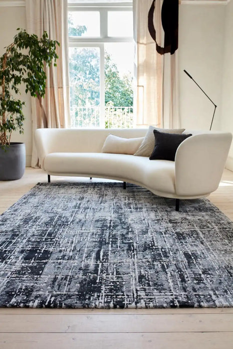 Asiatic kuza abstract black Black Living Room  Rug.