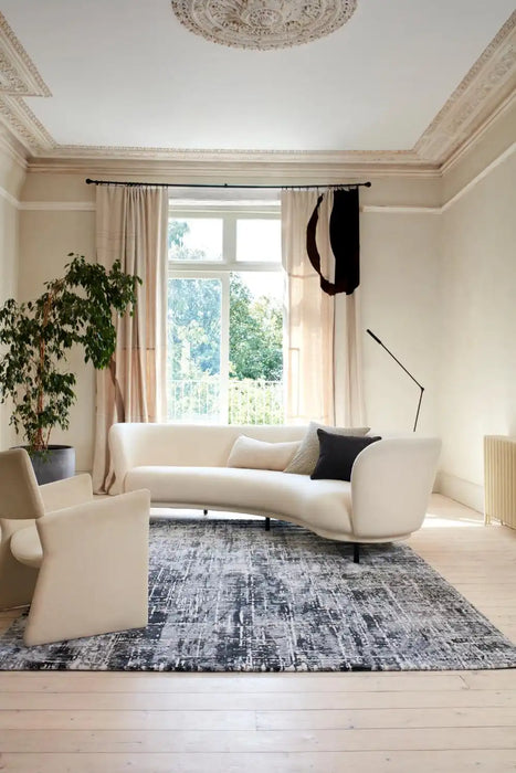 Asiatic kuza abstract black Black Living Room  Rug.