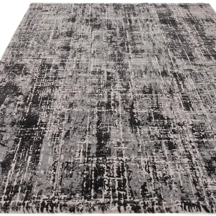 Asiatic kuza abstract black Black Living Room  Rug.