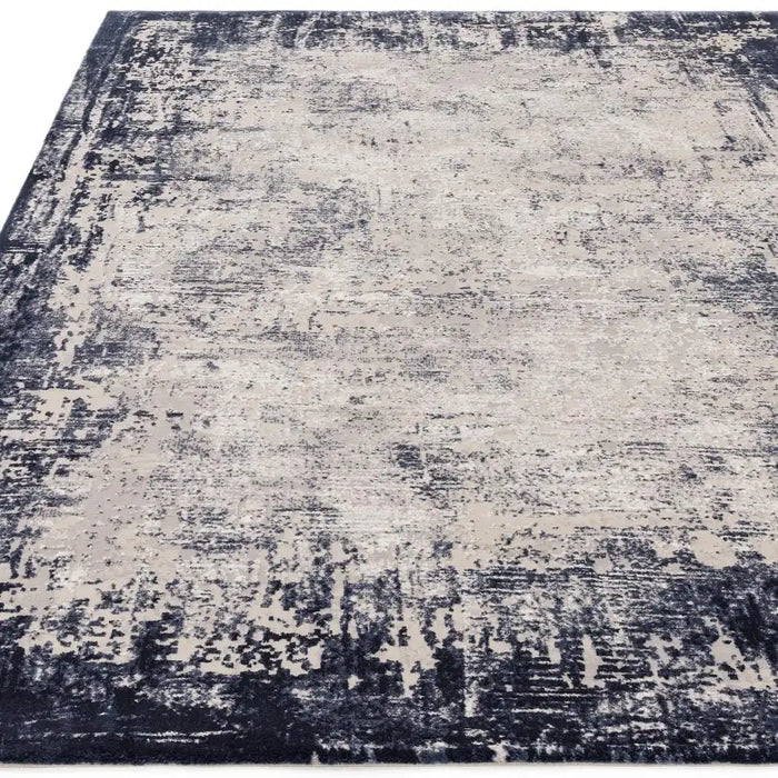 Asiatic kuza border navy Blue, Navy Living Room  Rug.