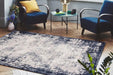 Asiatic kuza border navy Blue, Navy Living Room  Rug.