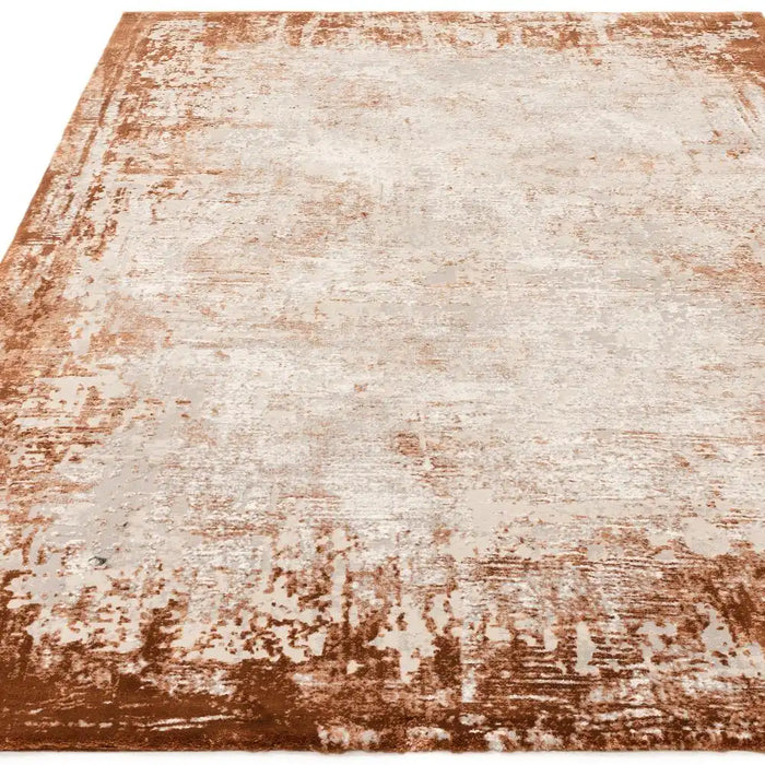 Asiatic kuza border terracotta Orange Living Room  Rug.