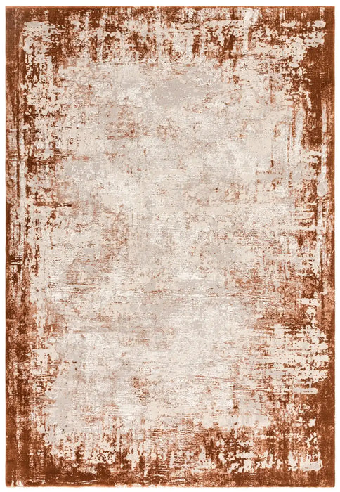 Asiatic kuza border terracotta Orange Living Room  Rug.