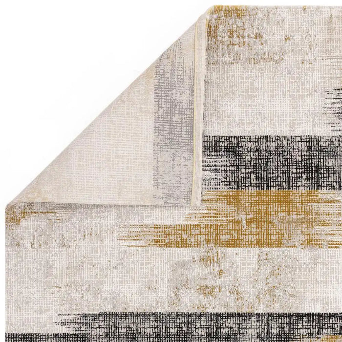 Asiatic kuza lines gold Grey, Yellow, Multicoloured Living Room  Rug.