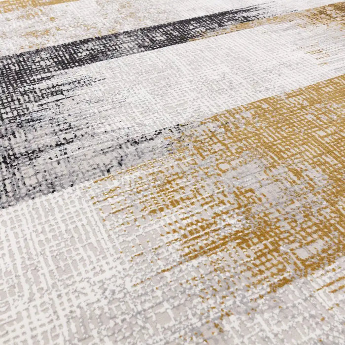 Asiatic kuza lines gold Grey, Yellow, Multicoloured Living Room  Rug.