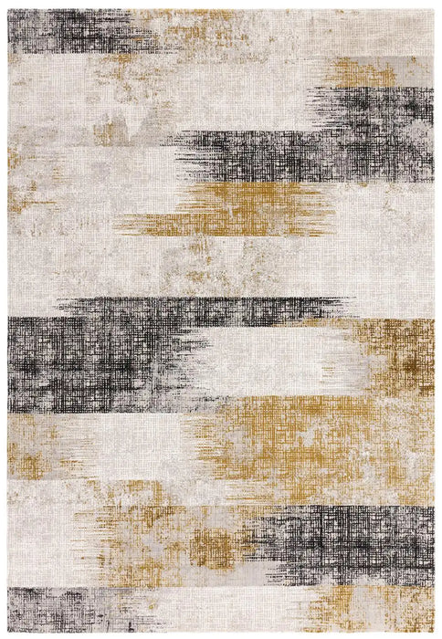 Asiatic kuza lines gold Grey, Yellow, Multicoloured Living Room  Rug.
