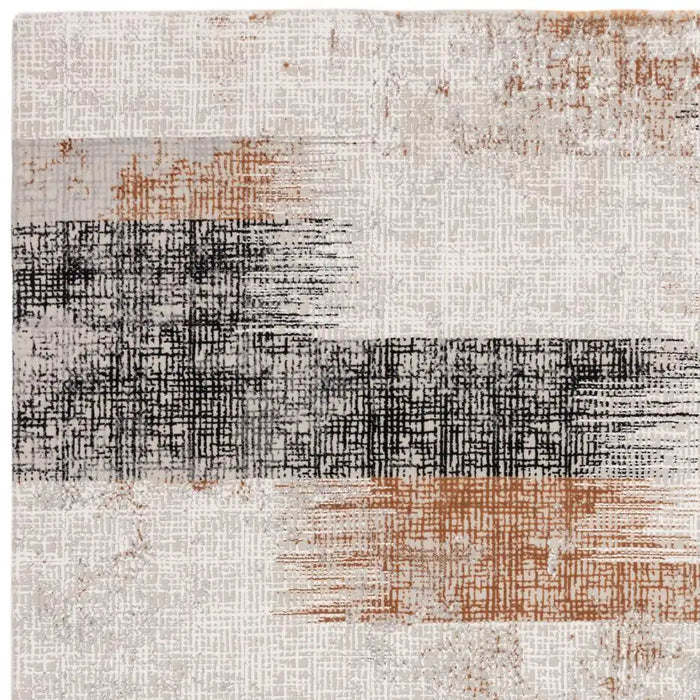 Asiatic kuza lines terracotta Grey, Multicoloured, Orange Living Room  Rug.
