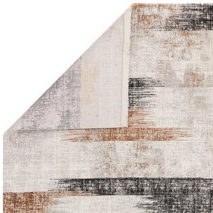 Asiatic kuza lines terracotta Grey, Multicoloured, Orange Living Room  Rug.