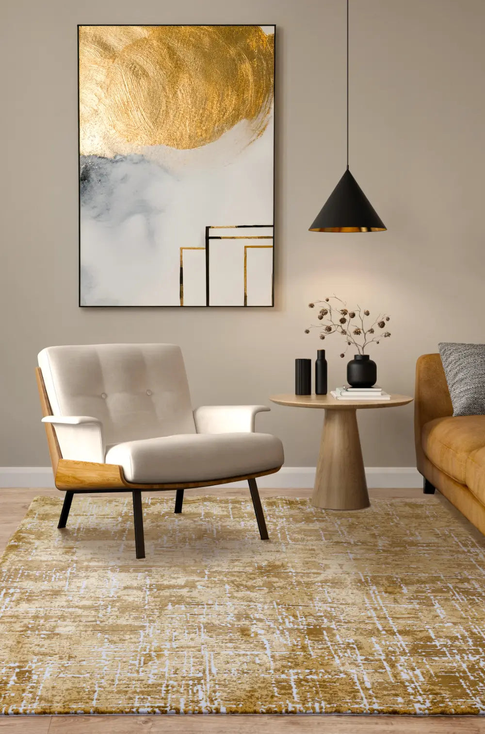 Kuza Abstract Gold Yellow Rug — RugsDirect Online