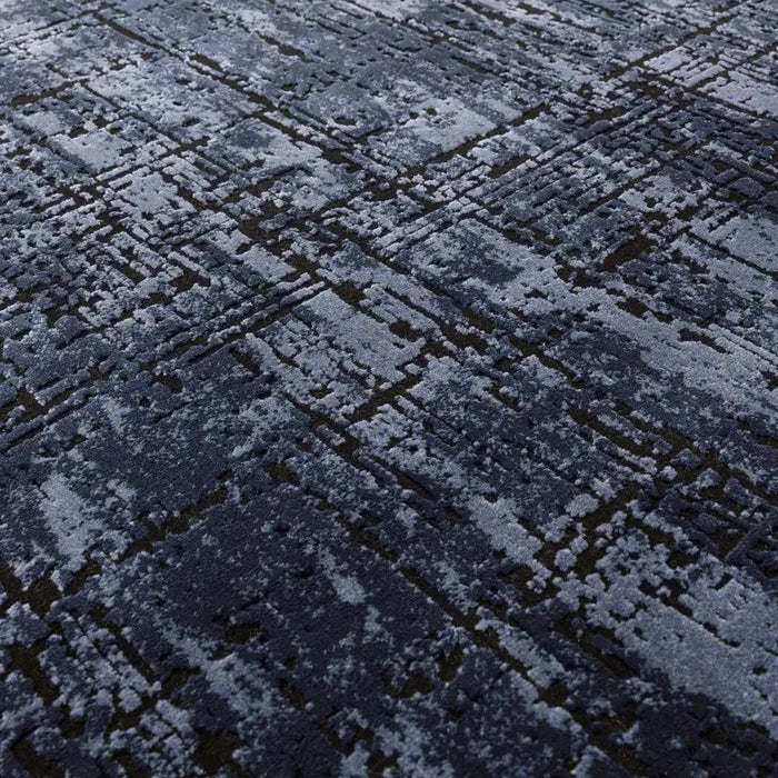 Asiatic kuza abstract navy Blue, Navy Living Room  Rug.