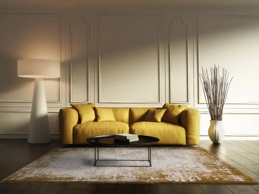 Asiatic kuza border gold Yellow Living Room  Rug.