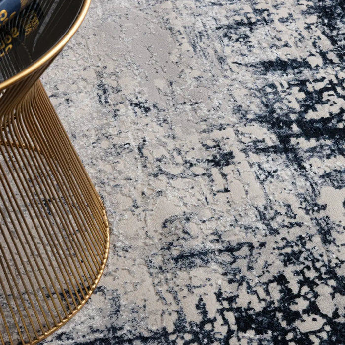 Kuza Border Navy Rug