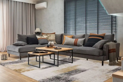 Asiatic kuza lines gold Grey, Yellow, Multicoloured Living Room  Rug.