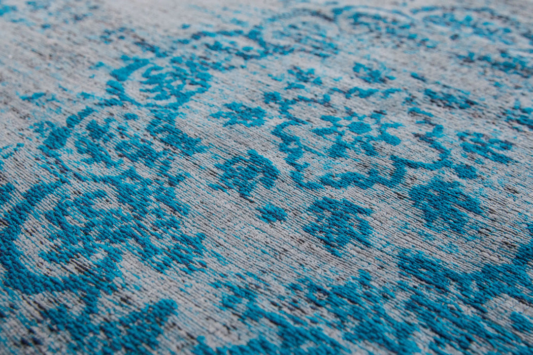 Louis de Poortere fading world medallion 8255 grey turquoise Blue, Grey, Multicoloured Living Room Flat Weave Rug.