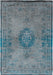 Louis de Poortere fading world medallion 8255 grey turquoise Blue, Grey, Multicoloured Living Room Flat Weave Rug.