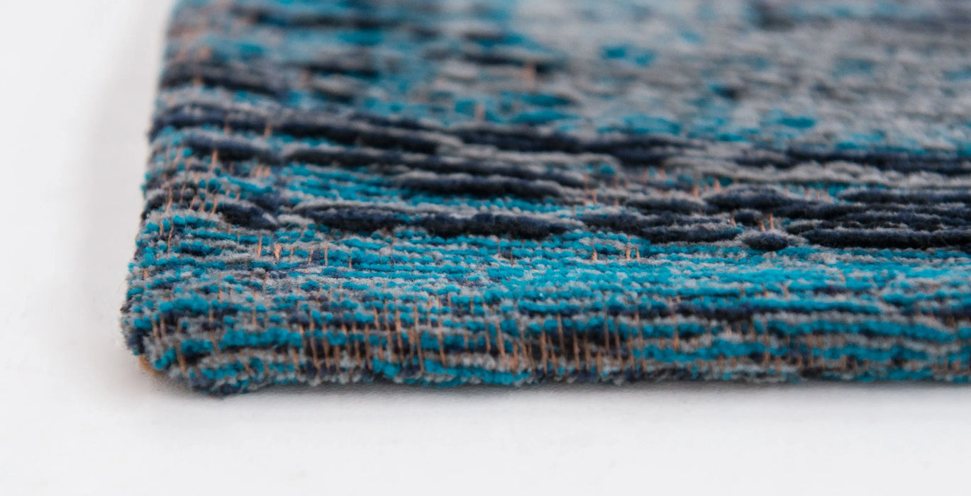 Louis de Poortere fading world medallion 8255 grey turquoise Blue, Grey, Multicoloured Living Room Flat Weave Rug.