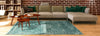 Louis de Poortere fading world medallion 8258 jade Green Living Room Flat Weave Rug.
