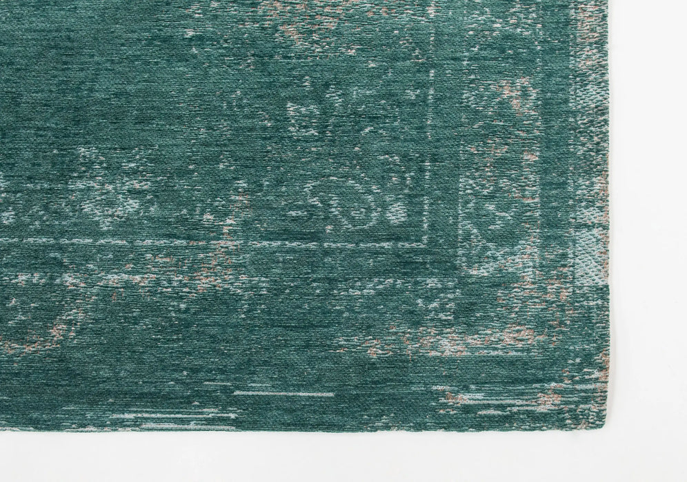 Louis de Poortere fading world medallion 8258 jade Green Living Room Flat Weave Rug.