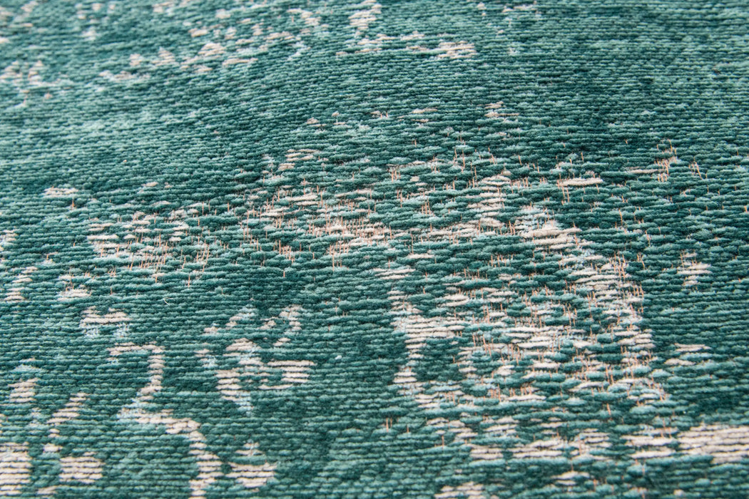 Louis de Poortere fading world medallion 8258 jade Green Living Room Flat Weave Rug.