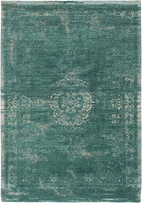 Louis de Poortere fading world medallion 8258 jade Green Living Room Flat Weave Rug.