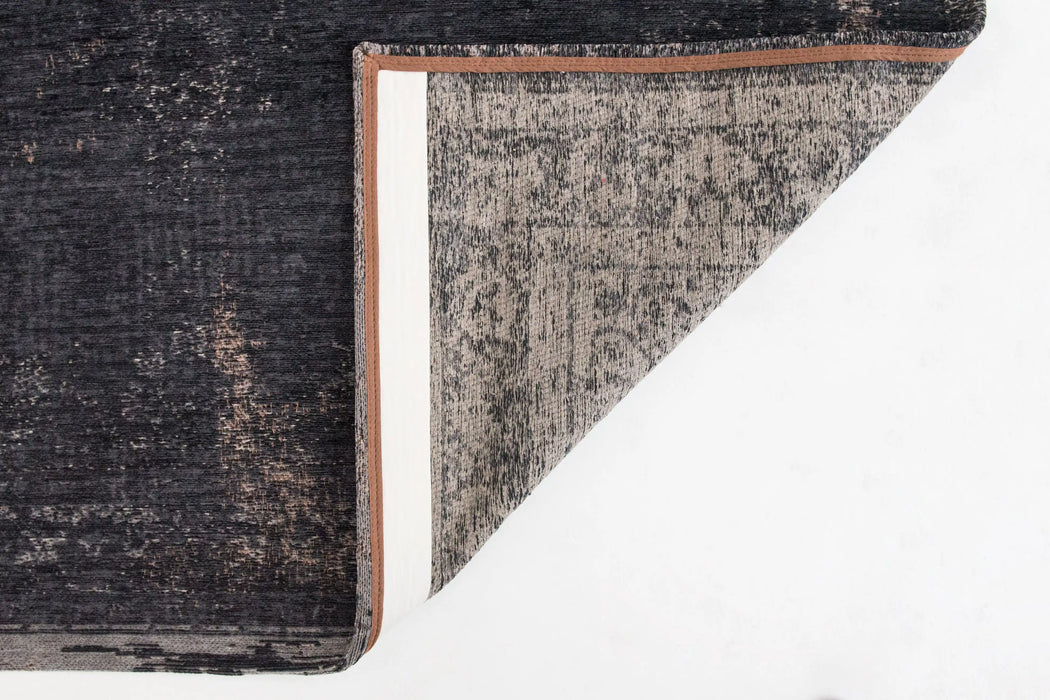 Louis de Poortere fading world medallion 8263 mineral black Black Living Room Flat Weave Rug.