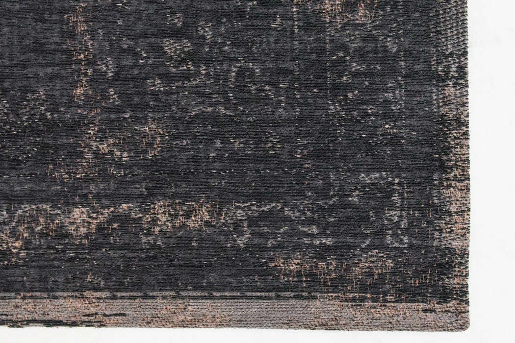 Louis de Poortere fading world medallion 8263 mineral black Black Living Room Flat Weave Rug.