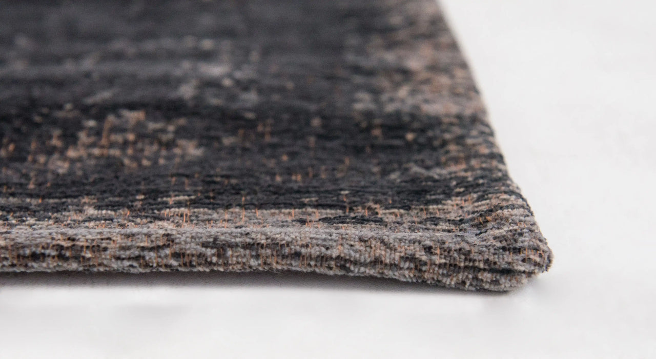 Louis de Poortere fading world medallion 8263 mineral black Black Living Room Flat Weave Rug.