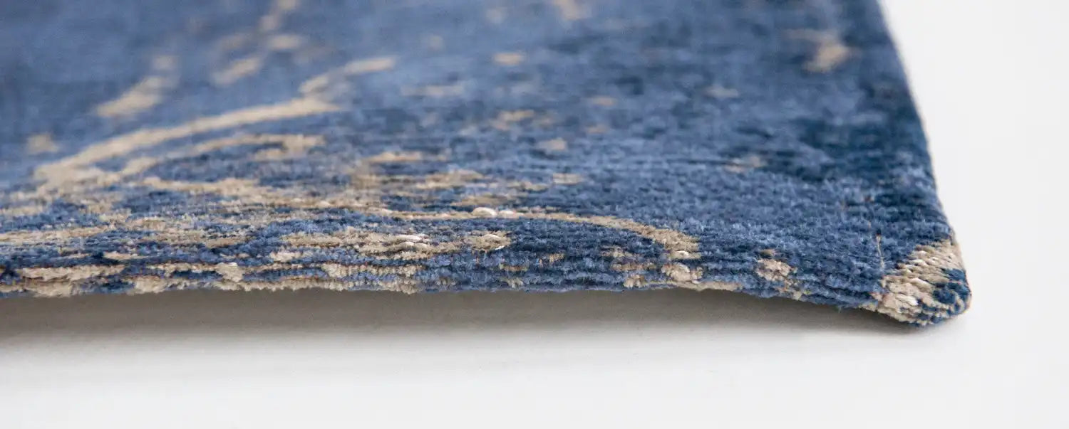 Louis de Poortere mad men cracks 8629 abyss blue Blue, Grey Living Room Flat Weave Rug.