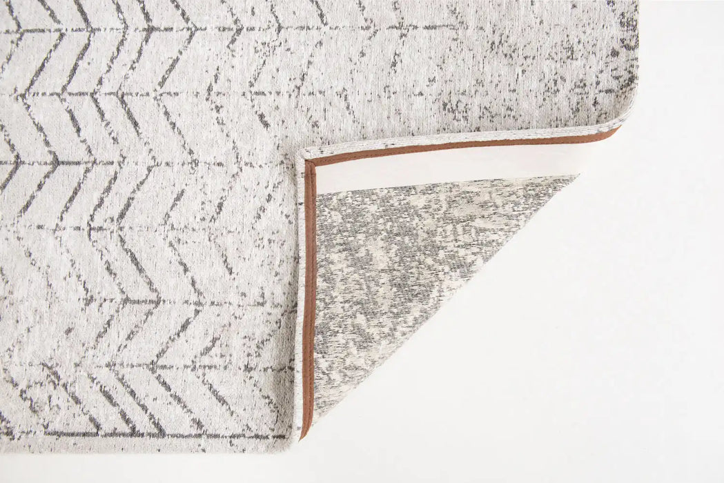 Louis de Poortere mad men jacobs ladder 8652 black on white Ivory Living Room Flat Weave Rug.