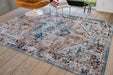 Louis de Poortere antiquarian heriz 8705 seray orange Blue, Orange Living Room Flat Weave Rug.