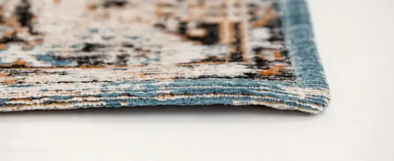 Louis de Poortere antiquarian heriz 8705 seray orange Blue, Orange Living Room Flat Weave Rug.