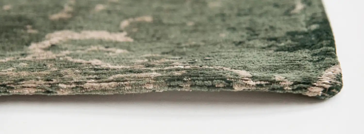 Louis de Poortere mad men cracks 8723 dark pine Green, Grey Living Room Flat Weave Rug.