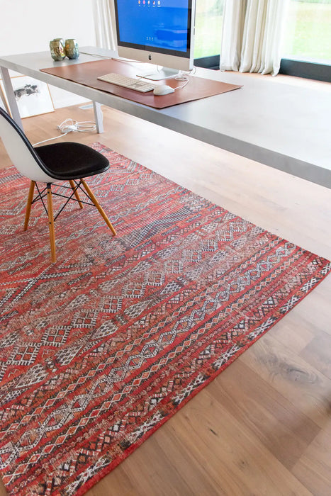 Louis de Poortere antiquarian kilim 9115 fez red Red Living Room Flat Weave Rug.