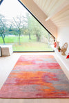 Louis de Poortere atlantic monetti 9116 hibiscus red Multicoloured, Orange, Red Living Room Flat Weave Rug.