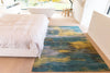 Louis de Poortere atlantic monetti 9119 nymphea blue Blue, Multicoloured Living Room Flat Weave Rug.
