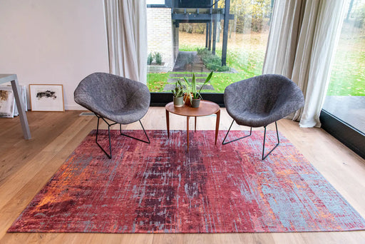 Louis de Poortere atlantic streaks 9125 nassau rose Multicoloured, Red Living Room Flat Weave Rug.